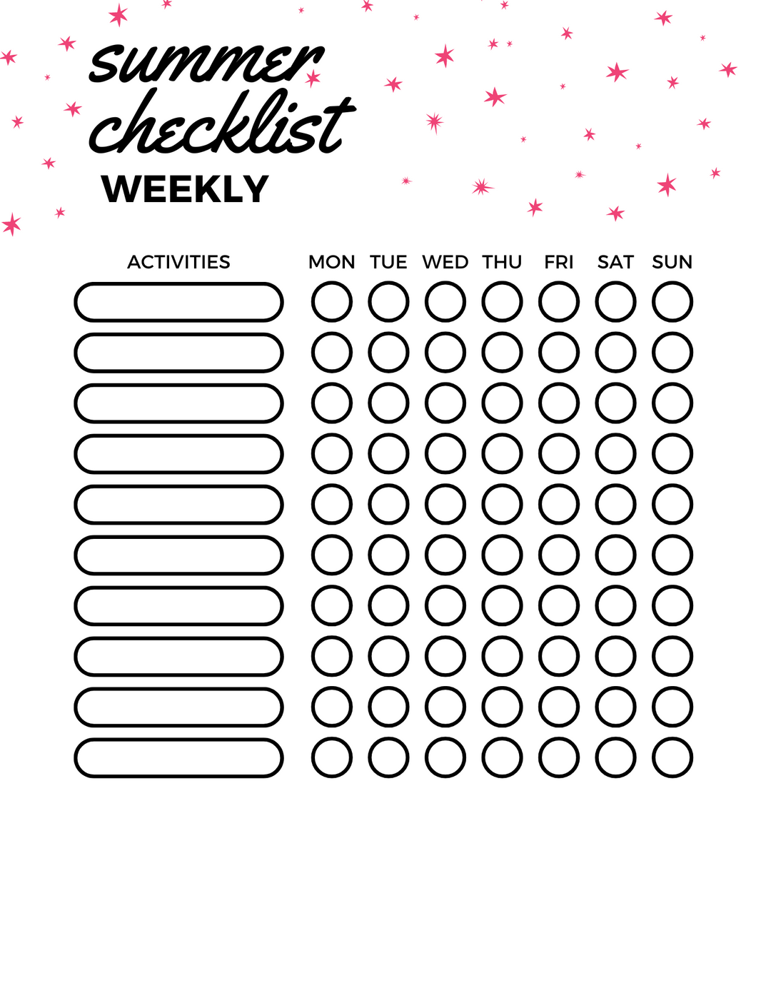 Free Printable: Weekly Family Summer Checklist!