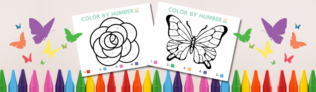 Free Color-by-Number Printables for Kids Spring-themed Butterfly and Flower Color-by-Number