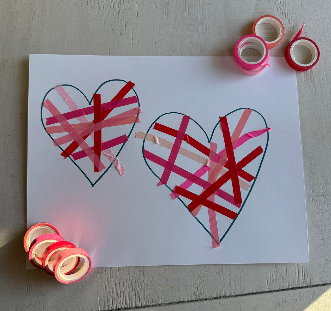 valentine's craft with paper and washi tape